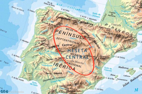 Relieve de España: mapa, unidades y ejemplos - Meseta Central o Macizo ibérico