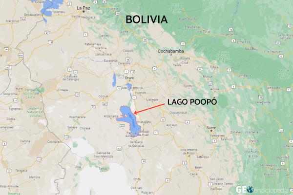 Lago Poopó - Mapa del lago Poopó